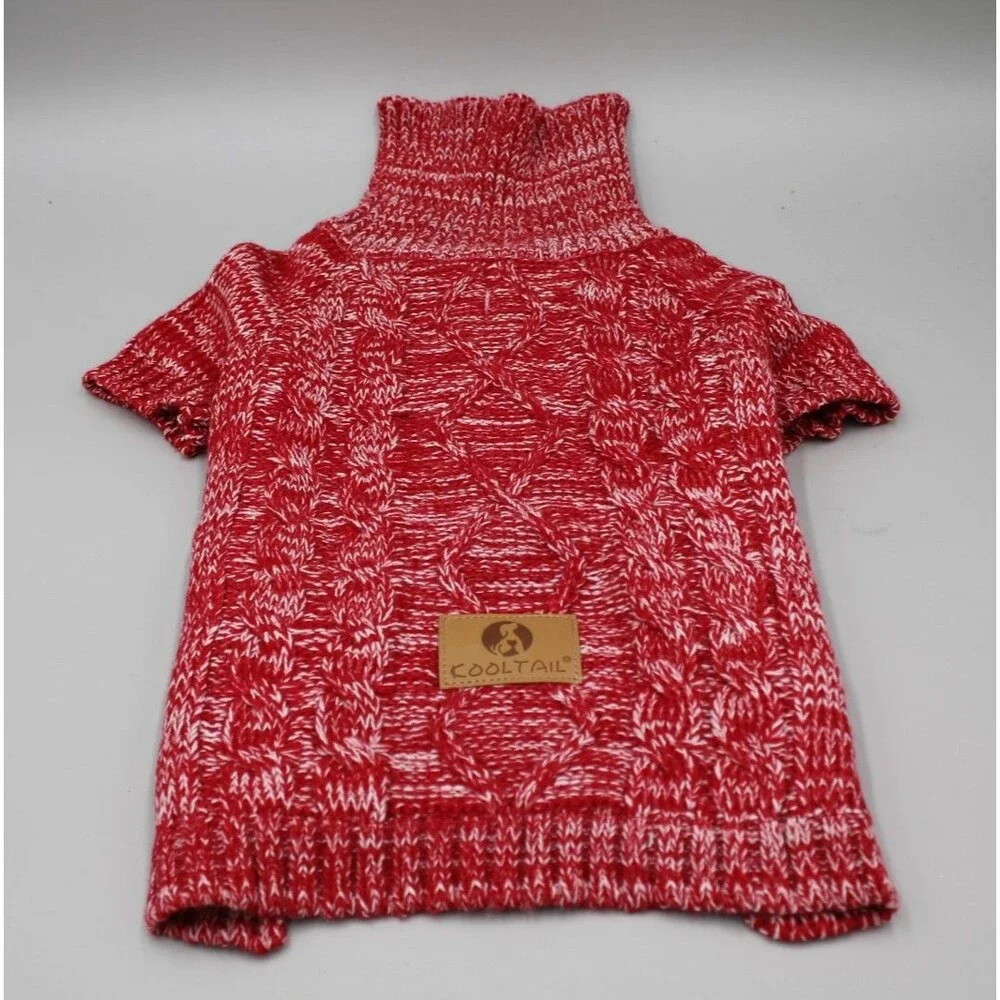 Cooltail Dog Sweater Size MEDIUM Red Knit Jacket Winter Holiday Christmas NICE